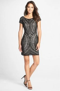 Cocktail Dresses Adrianna Papell - Beaded Sheath Dress 41902260