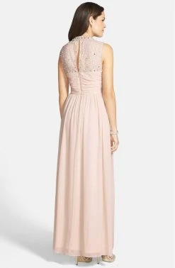 Adrianna Papell - Bejeweled Closed Neck Chiffon Gown 231M70230 Formal Gowns
