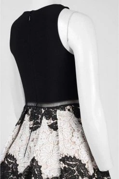 Adrianna Papell - Crossed Neck Lace A-line Dress AP1E201113