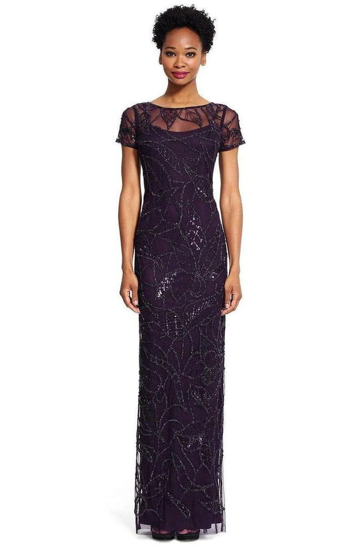 Adrianna Papell - Embellished Bateau Neckline Long Dress 91929590 Formal Gowns 3 Adrianna Papell - Embellished Bateau Neckline Long Dress 91929590 Formal Gowns