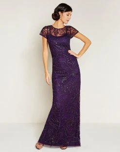 Adrianna Papell - Embellished Bateau Neckline Long Dress 91929590 Formal Gowns 7 Adrianna Papell - Embellished Bateau Neckline Long Dress 91929590 Formal Gowns