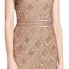 Adrianna Papell - Embellished Straight Across Neck Dress 41881470