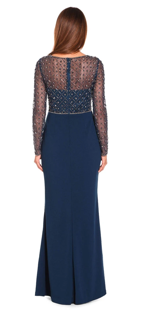 Adrianna Papell - Embellished V-Neck Evening Dress AP1E203730 - 1 Pc Deep Blue In Size 4 Available Formal Gowns 4 Adrianna Papell - Embellished V-Neck Evening Dress AP1E203730 - 1 Pc Deep Blue In Size 4 Available Formal Gowns
