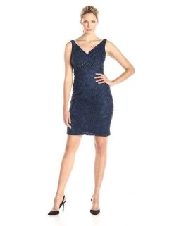 Adrianna Papell - Embellished V-Neck Sheath Dress 15253710 Cocktail Dresses 8 Adrianna Papell - Embellished V-Neck Sheath Dress 15253710 Cocktail Dresses