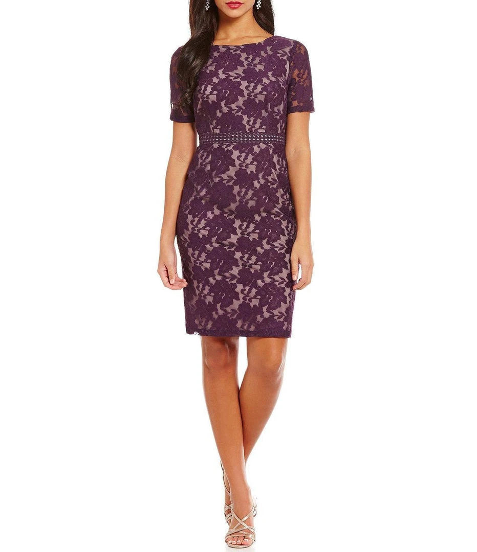 Adrianna Papell - Floral Lace Cocktail Dress AP1D100438 3 Adrianna Papell - Floral Lace Cocktail Dress AP1D100438