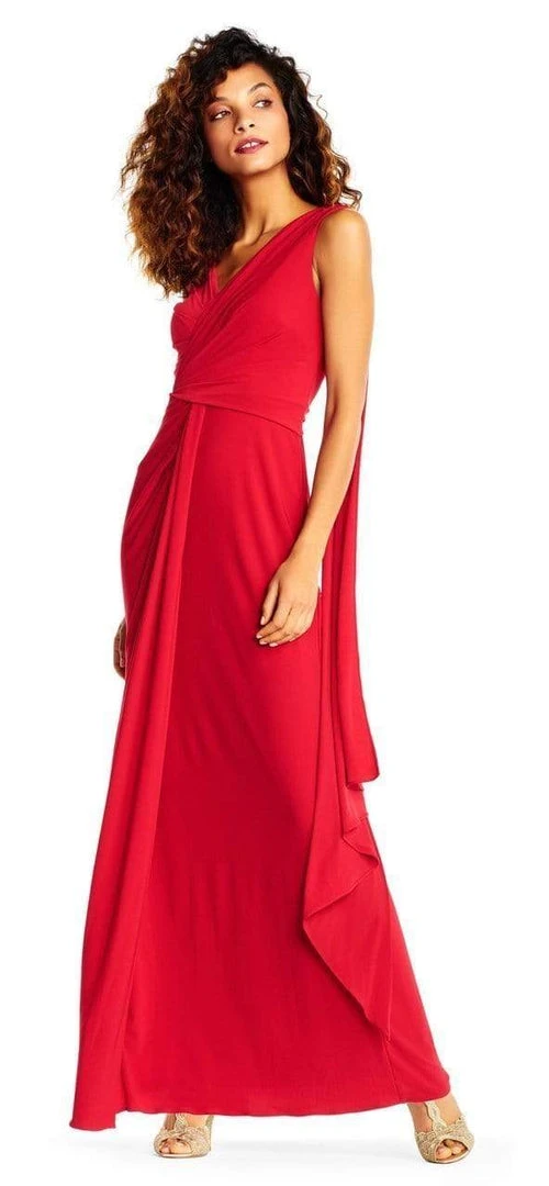 Adrianna Papell - Gathered Bodice Draped Jersey Gown AP1E202251 - 1 Pc Cardinal In Size 6 Available Formal Gowns 3 Adrianna Papell - Gathered Bodice Draped Jersey Gown AP1E202251 - 1 Pc Cardinal In Size 6 Available Formal Gowns