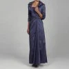 Formal Gowns Adrianna Papell - Long Satin Dress With Ruffle Neck Bolero 81848880
