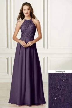 Formal Gowns Adrianna Papell Platinum - 40175 Lace Halter Chiffon A-line Dress