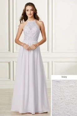 Formal Gowns Adrianna Papell Platinum - 40175 Lace Halter Chiffon A-line Dress