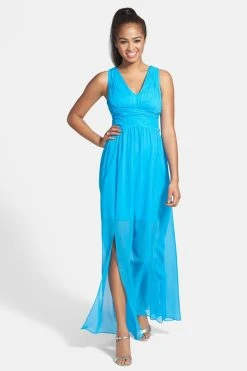 Adrianna Papell - Pleated Bodice Chiffon Dress 231M55220