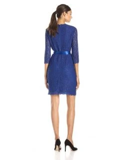 Cocktail Dresses Adrianna Papell - Quarter Length Sleeves Lace Short Dress 41910400