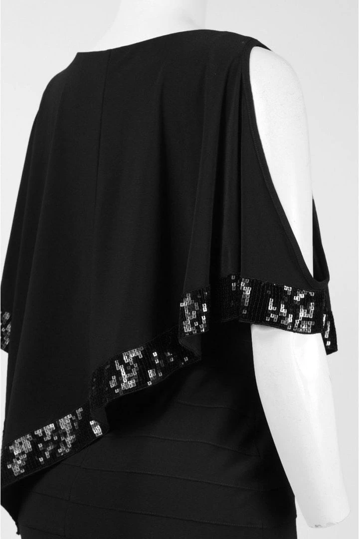 Adrianna Papell Sequin-Trimmed Cutaway Capelet Dress - 1 Pc Black In Size 6 Available Cocktail Dresses 6 Adrianna Papell Sequin-Trimmed Cutaway Capelet Dress - 1 Pc Black In Size 6 Available Cocktail Dresses