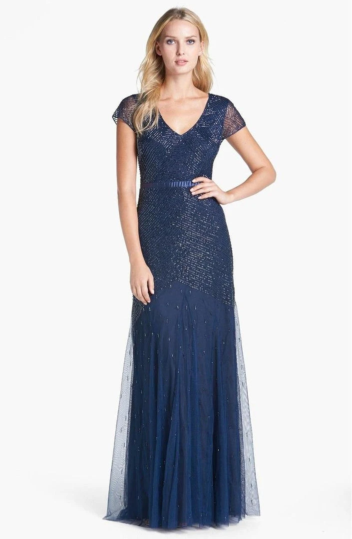 Formal Gowns Adrianna Papell - Sequined V Neck Long Dress 91885900 3 Formal Gowns Adrianna Papell - Sequined V Neck Long Dress 91885900