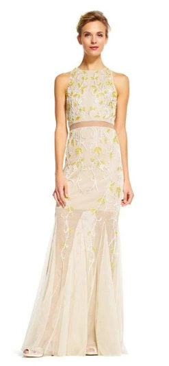 Formal Gowns Adrianna Papell - Sheer Floral Beaded Dress AP1E200993