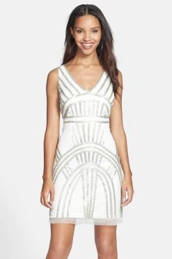 Adrianna Papell - Sleeveless Beaded Cocktail Dress 41891430