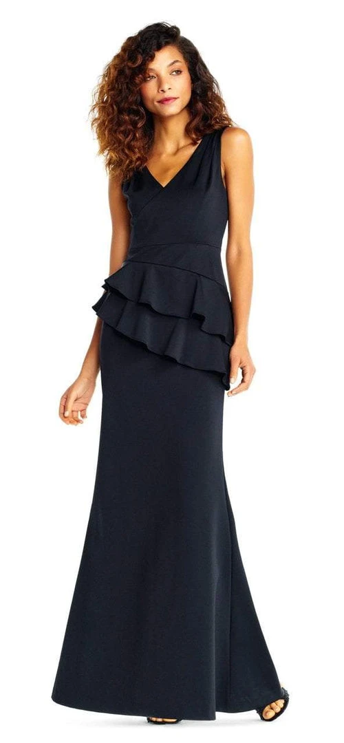 Formal Gowns Adrianna Papell - Sleeveless Layered Peplum Gown AP1E202233 - 1 Pc Black In Size 10 Available 3 Formal Gowns Adrianna Papell - Sleeveless Layered Peplum Gown AP1E202233 - 1 Pc Black In Size 10 Available