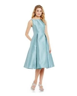 Cocktail Dresses Adrianna Papell - Sleeveless V-Back Tea Length Dress 41899070