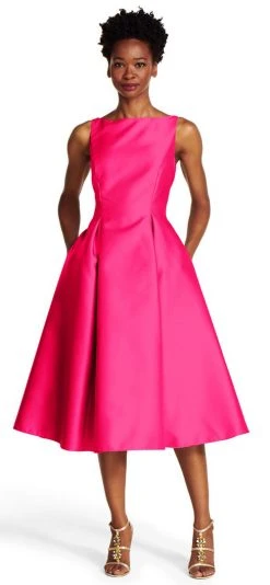 Cocktail Dresses Adrianna Papell - Sleeveless V-Back Tea Length Dress 41899070