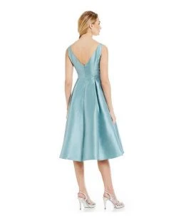 Cocktail Dresses Adrianna Papell - Sleeveless V-Back Tea Length Dress 41899070