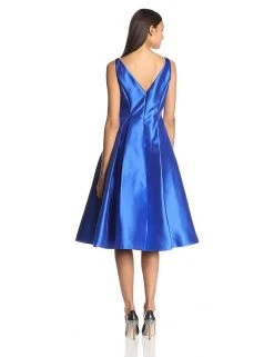 Cocktail Dresses Adrianna Papell - Sleeveless V-Back Tea Length Dress 41899070