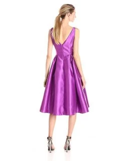 Cocktail Dresses Adrianna Papell - Sleeveless V-Back Tea Length Dress 41899070