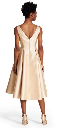 Cocktail Dresses Adrianna Papell - Sleeveless V-Back Tea Length Dress 41899070