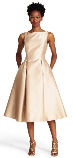 Cocktail Dresses Adrianna Papell - Sleeveless V-Back Tea Length Dress 41899070