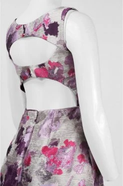 Cocktail Dresses Adrianna Papell - V Neck Sleeveless Floral Cocktail Dress 41929400