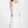 Formal Gowns Aidan Mattox 54456430 Sequin Adorned Sleeveless Long Dress In Ivory