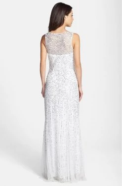 Formal Gowns Aidan Mattox 54456430 Sequin Adorned Sleeveless Long Dress In Ivory