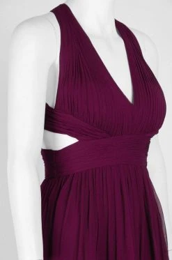 Formal Gowns Aidan Mattox - 54456770 Plunging Cutout A-Line Flowing Silk Dress