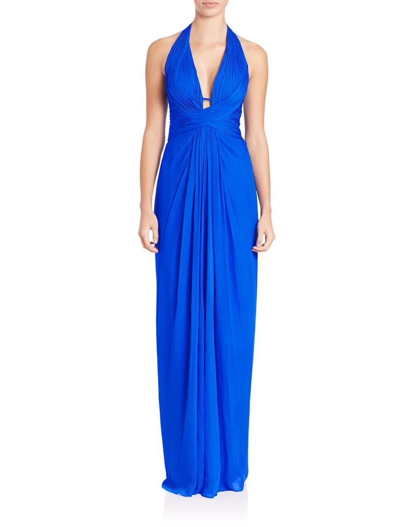 Aidan Mattox - 54469500 Plunging Halter Silk Draping Sheath Gown Formal Gowns 3 Aidan Mattox - 54469500 Plunging Halter Silk Draping Sheath Gown Formal Gowns
