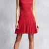 Cocktail Dresses Aidan Mattox - 54473380 Embroidered Mesh Sleeveless Drop Waist Short Dress - 1 Pc Garnet In Sizes 8 Available