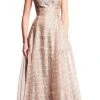 Aidan Mattox - Bead Embellished V-Neck A-Line Evening Gown MD1E200878 - 1 Pc Sepia In Size 0 Available