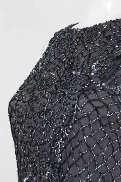 Formal Gowns Aidan Mattox - Embellished Bateau Neck Dress 054468710 - 1 Pc Gunmetal In Size 12 Available