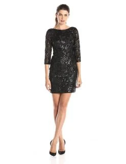 Aidan Mattox - Embroidered Bateau Neck Column Dress 151A10540 Cocktail Dresses