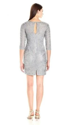 Aidan Mattox Embroidered Bateau Sheath Dress 54468920 - 1 Pc Silver In Size 2 Available Cocktail Dresses