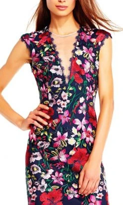Aidan Mattox - Floral Embroidered Illusion Cocktail Dress MN1E201728 - 1 Pc Pink Multi In Sizes 4 Available Cocktail Dresses 9 Aidan Mattox - Floral Embroidered Illusion Cocktail Dress MN1E201728 - 1 Pc Pink Multi In Sizes 4 Available Cocktail Dresses