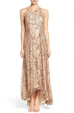 Aidan Mattox - Halter Neckline Embellished High Low Dress 54473990