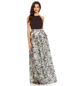 Aidan Mattox - Halter Neckline Embroidered Long Dress MN1E200582 Formal Gowns