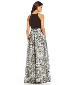 Aidan Mattox - Halter Neckline Embroidered Long Dress MN1E200582 Formal Gowns