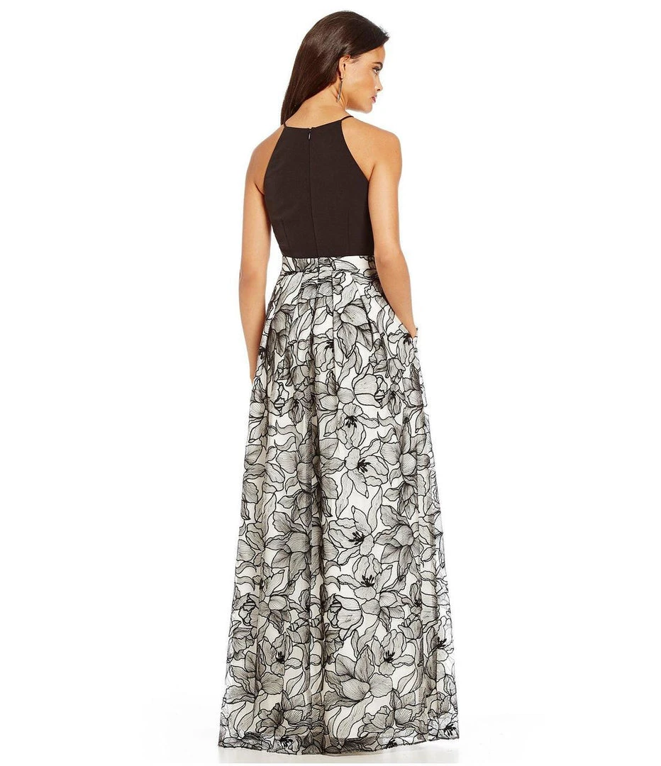 Aidan Mattox - Halter Neckline Embroidered Long Dress MN1E200582 Formal Gowns 4 Aidan Mattox - Halter Neckline Embroidered Long Dress MN1E200582 Formal Gowns