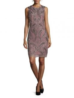 Cocktail Dresses Aidan Mattox - Jewel Neck Beaded Short Dress 54468860