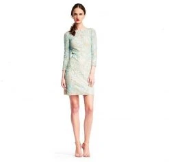 Cocktail Dresses Aidan Mattox - MD1E200660 Embellished Lace Long Sleeve Sheath Dress