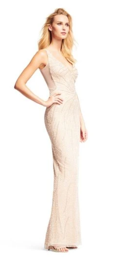 Aidan Mattox - MD1E200817 Sequin Embellished Sleeveless V Neck Gown