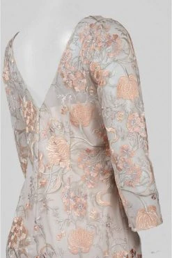 Aidan Mattox - MD1E201009 Sheer Embroidered Lace Gown