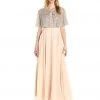 Aidan Mattox - MD1E201185 Embellished Caped Scoop Neck A-Line Gown