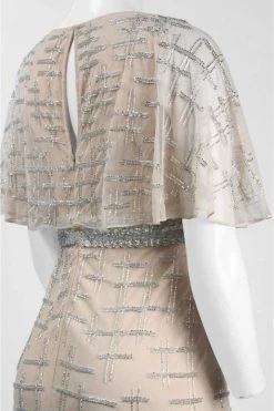 Aidan Mattox - MD1E201195 Short Flutter Sleeve Adorned Capelet Gown Formal Gowns