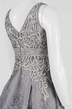 Formal Gowns Aidan Mattox - MD1E201384 V-neck Floral Jacquard Ballgown