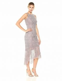 Aidan Mattox - MD1E201410 Beaded Bateau High Low Trumpet Dress